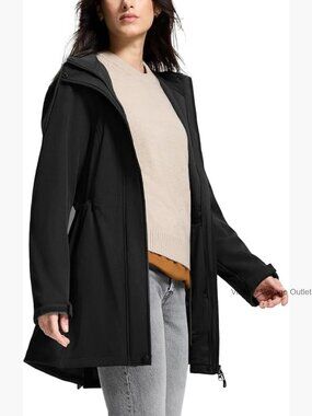 Women's Waterproof Rain Jacket Fleece Lined Hooded Windbreaker Long Warm Coat